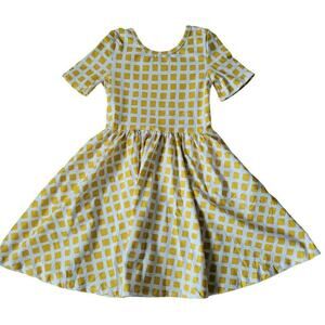 Girlhood | Yellow Square Print Dress |  6 Yrs